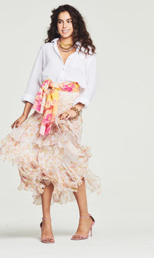 Womens | Aira Viscose Georgette Long Skirt - II | Off White