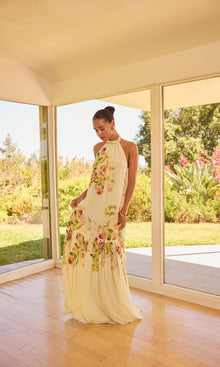 Womens | Aiva Viscose Natural Crepe Long Dress | Ivory Floral