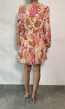 Womens | Amal Cotton Short Dress | White Orange