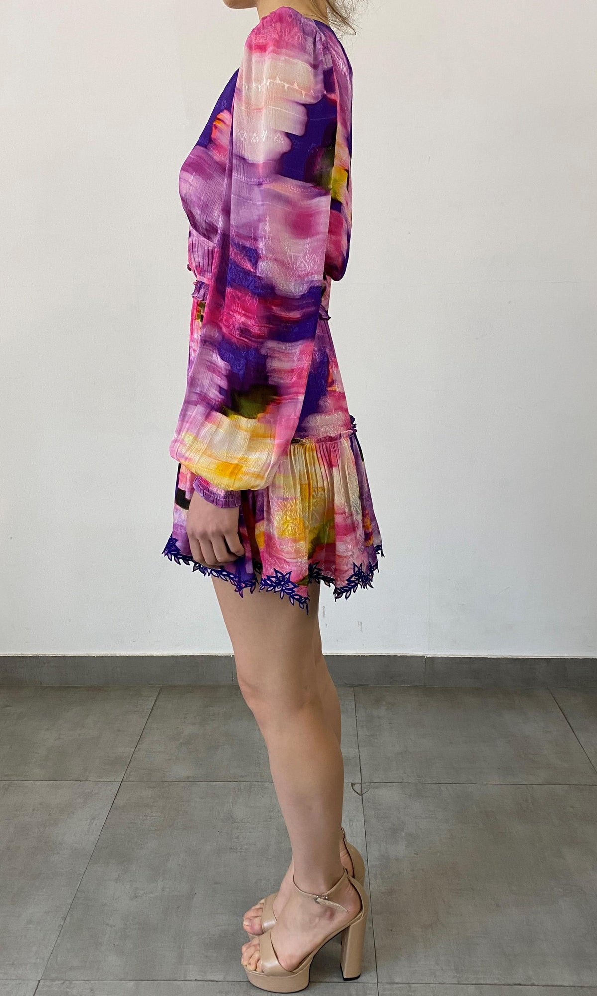 Womens | Anay Viscose Short Dress | Purple