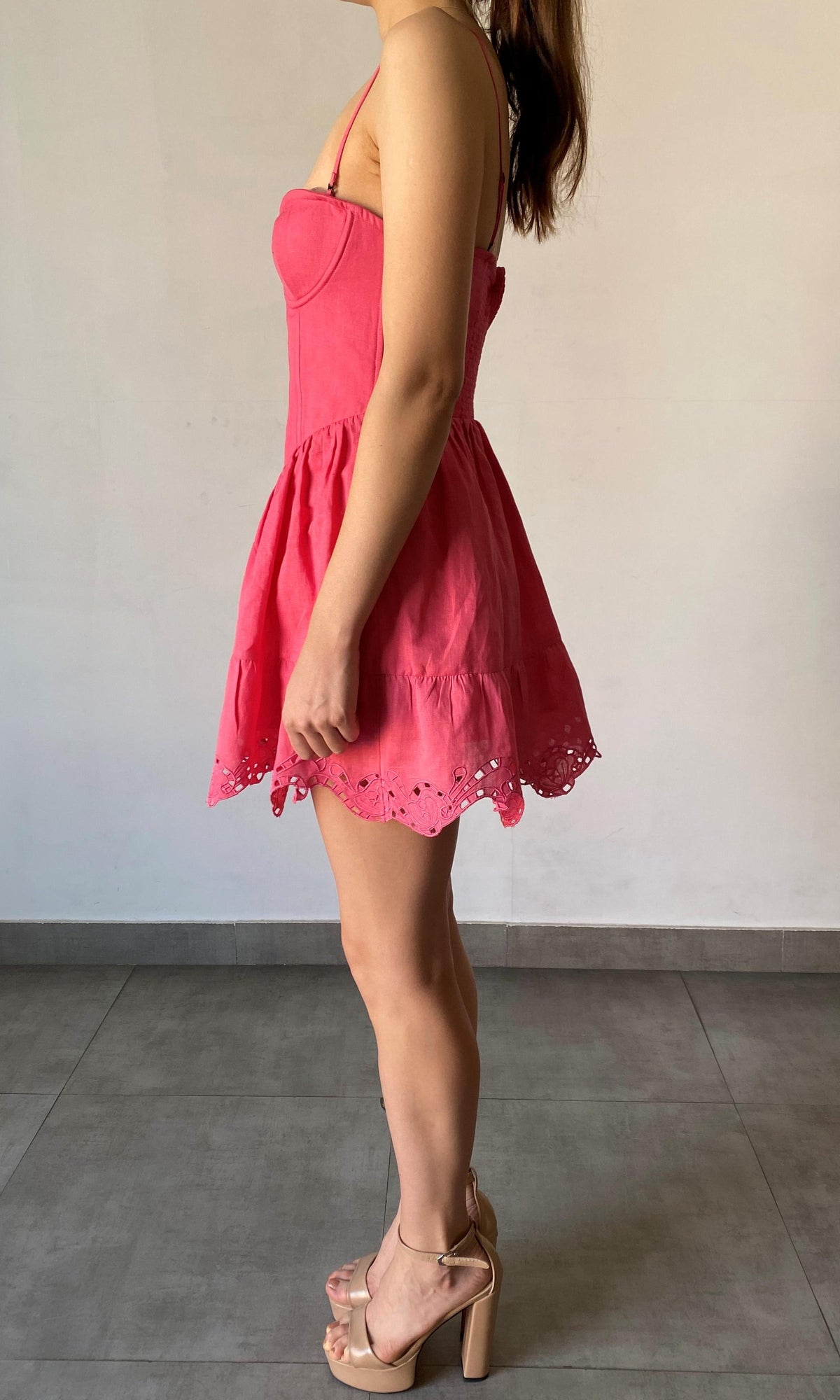 Womens | Anay Cotton Linen Short Dress | Pink