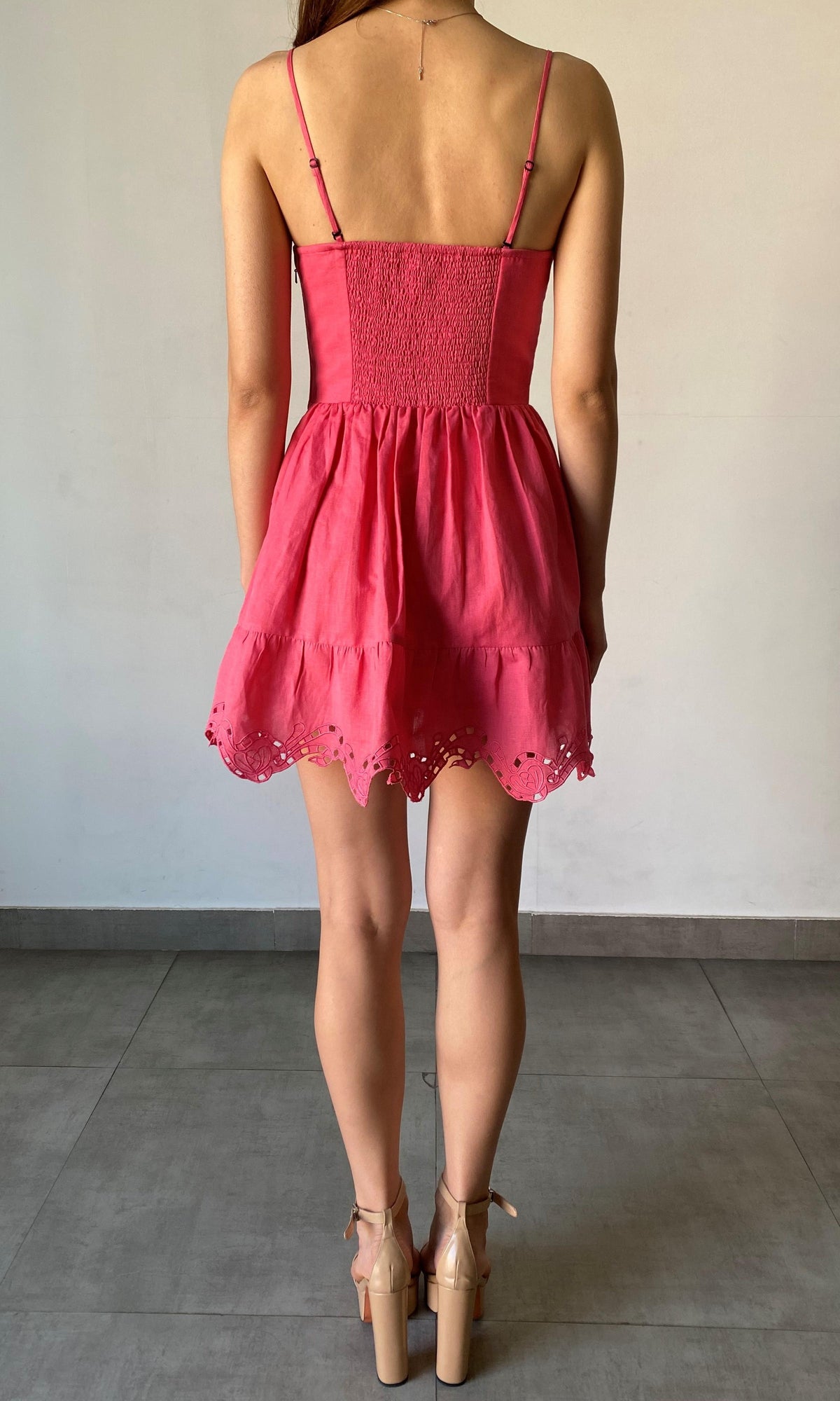 Womens | Anay Cotton Linen Short Dress | Pink
