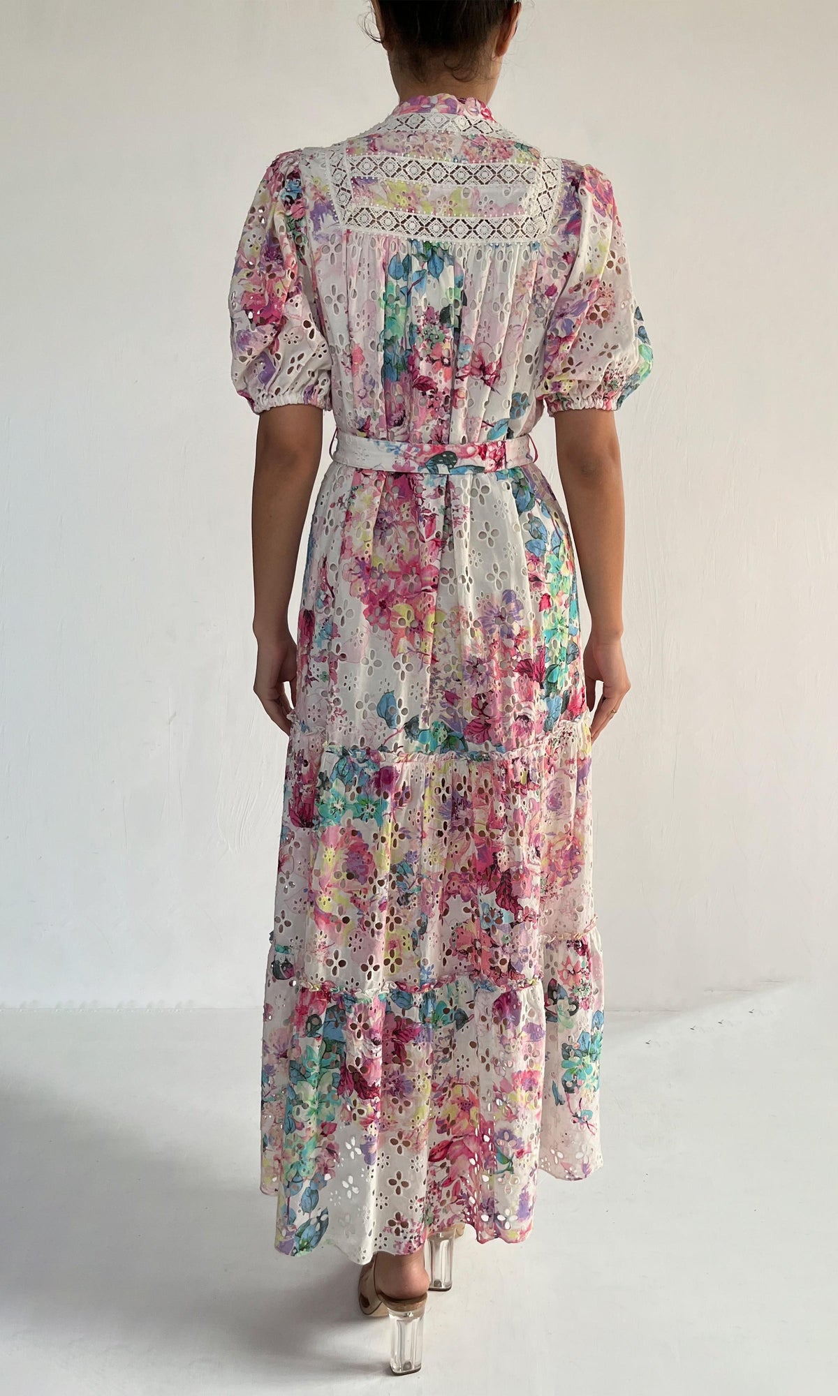 Womens | April Cotton Schiffli Long Dress | Multi