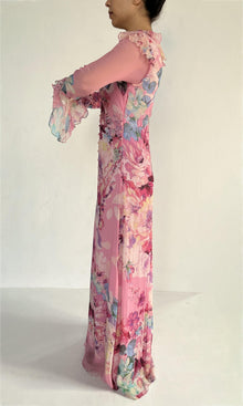 Womens | April Viscose Chiffon Long Dress | Pink