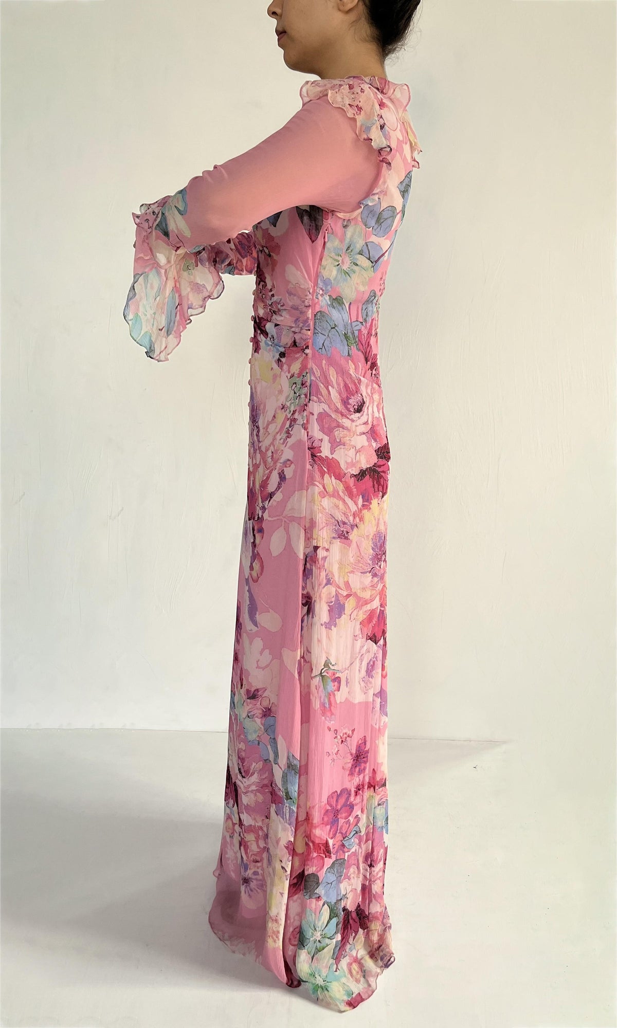 Womens | April Viscose Chiffon Long Dress | Pink