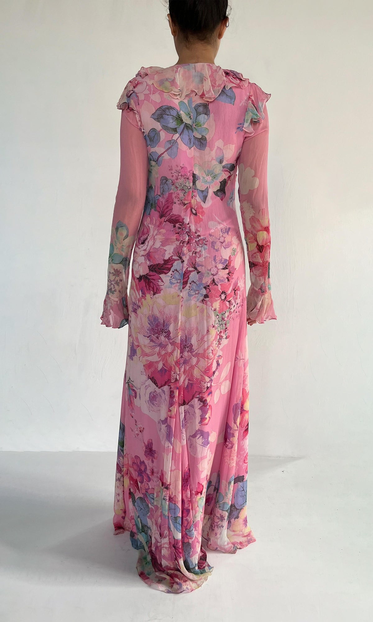 Womens | April Viscose Chiffon Long Dress | Pink
