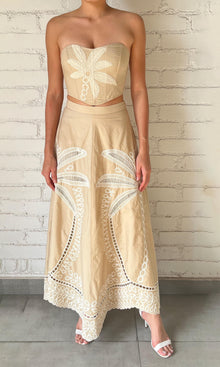 Womens | Ari Cotton Poplin Long Skirt | Beige