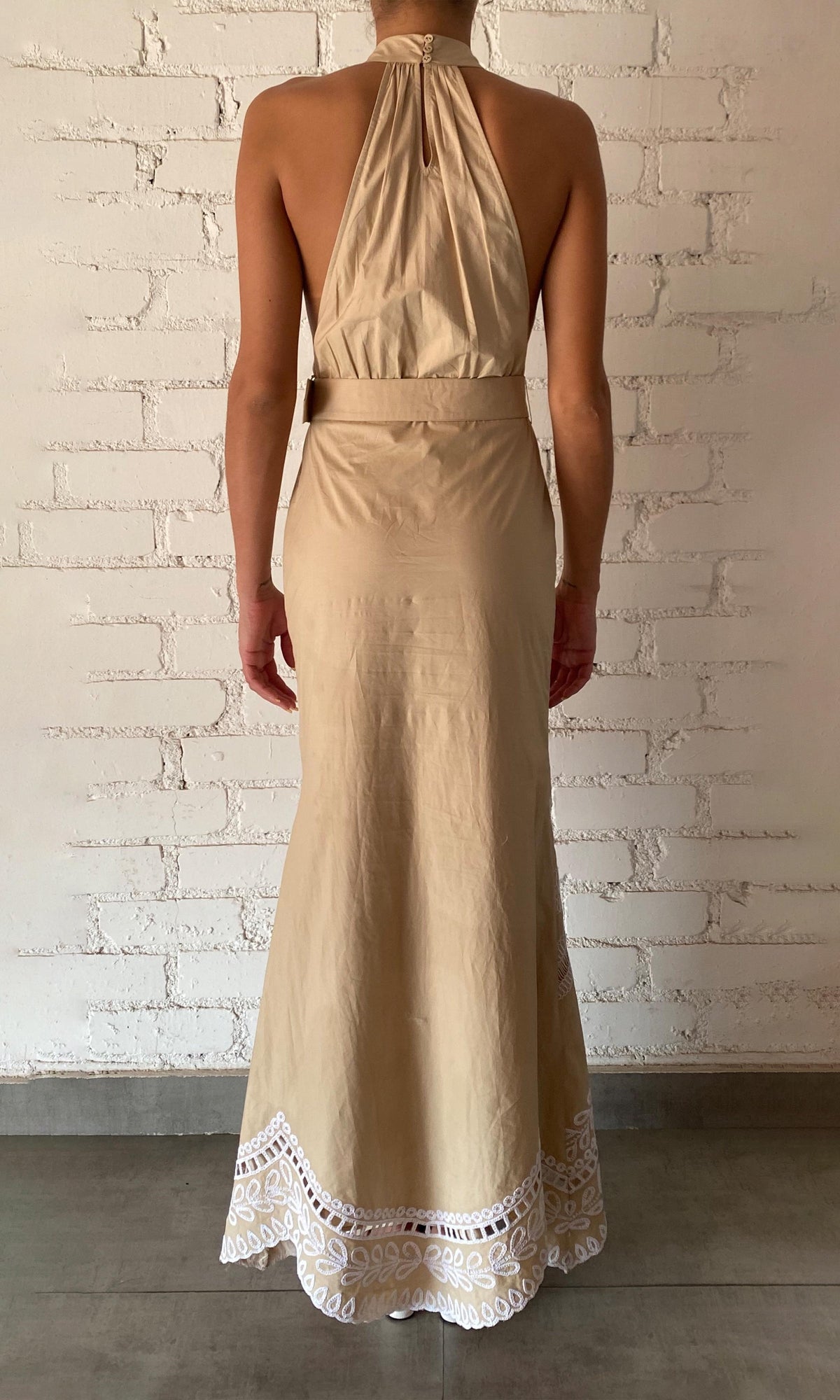 Womens | Ari Cotton Poplin Long Dress | Nude
