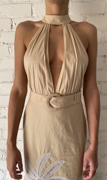 Womens | Ari Cotton Poplin Long Dress | Nude