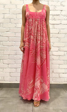 Womens | Asha Viscose Crinkle Chiffon Long Dress With Side Tie Knots | Pink Floral
