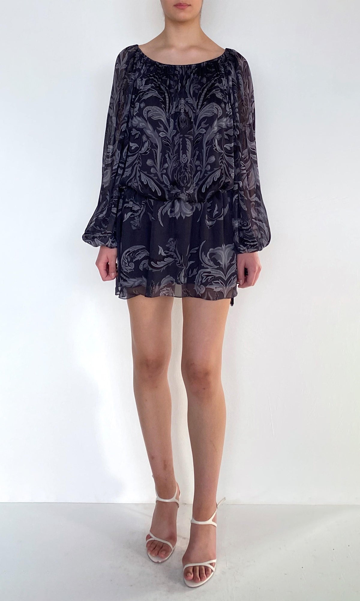 Womens | Atri Viscose Flat Chiffon Slip On Mini Dress | Grey