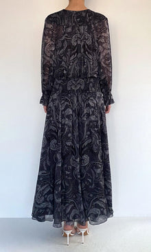 Womens | Atri Viscose Flat Chiffon Smocked Detail Maxi Dress | Grey