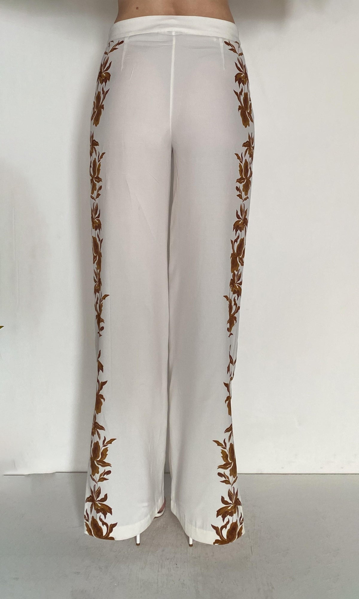 Womens | Ayra Viscose Heavy Crepe Pants With Slit | Ivory