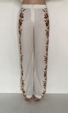 Womens | Ayra Viscose Heavy Crepe Pants With Slit | Ivory