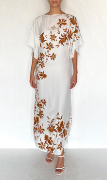 Womens | Ayra Viscose Heavy Crepe Boat Neck Long Dress | Ivory