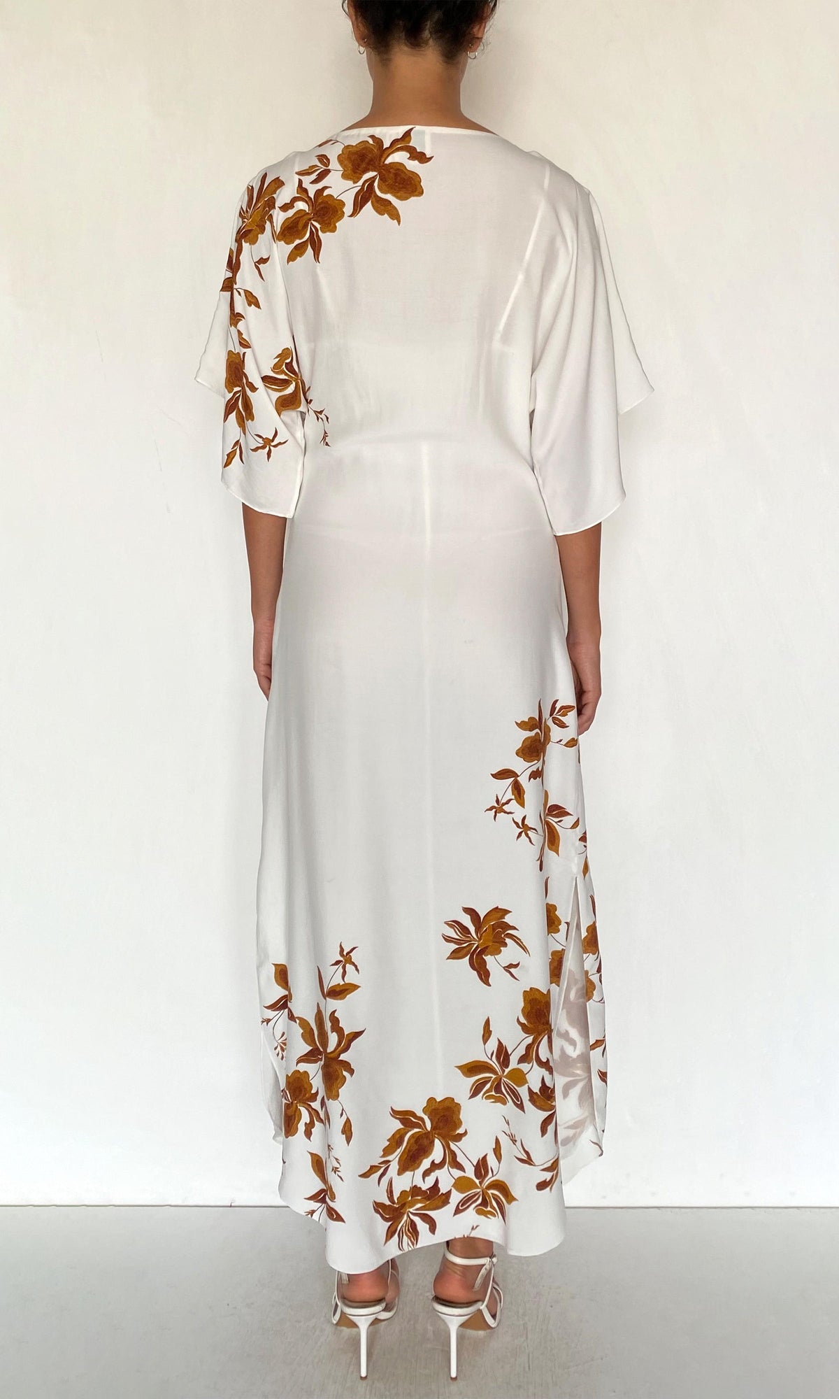 Womens | Ayra Viscose Heavy Crepe Boat Neck Long Dress | Ivory