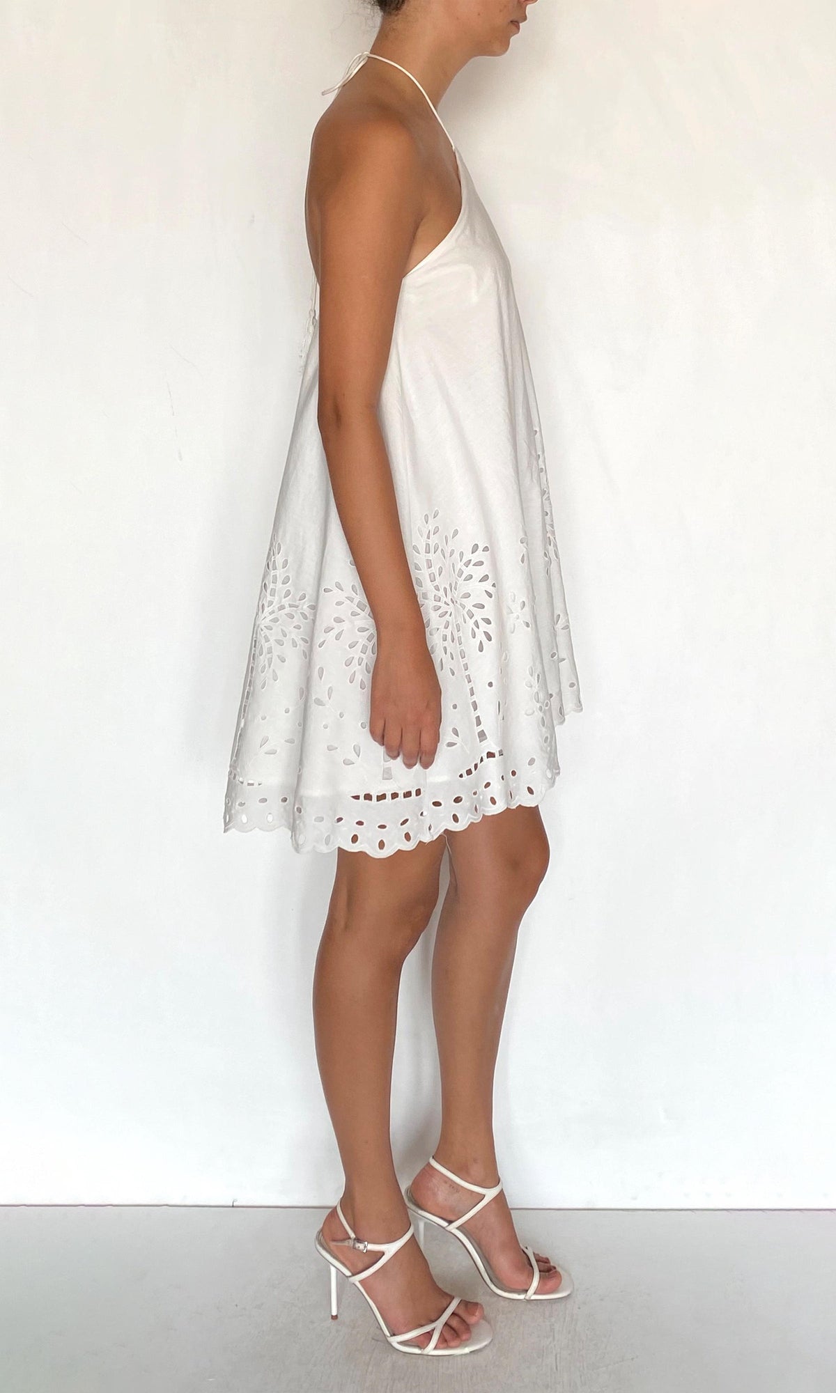 Womens | Bagh Cotton Halter Mini Dress | White