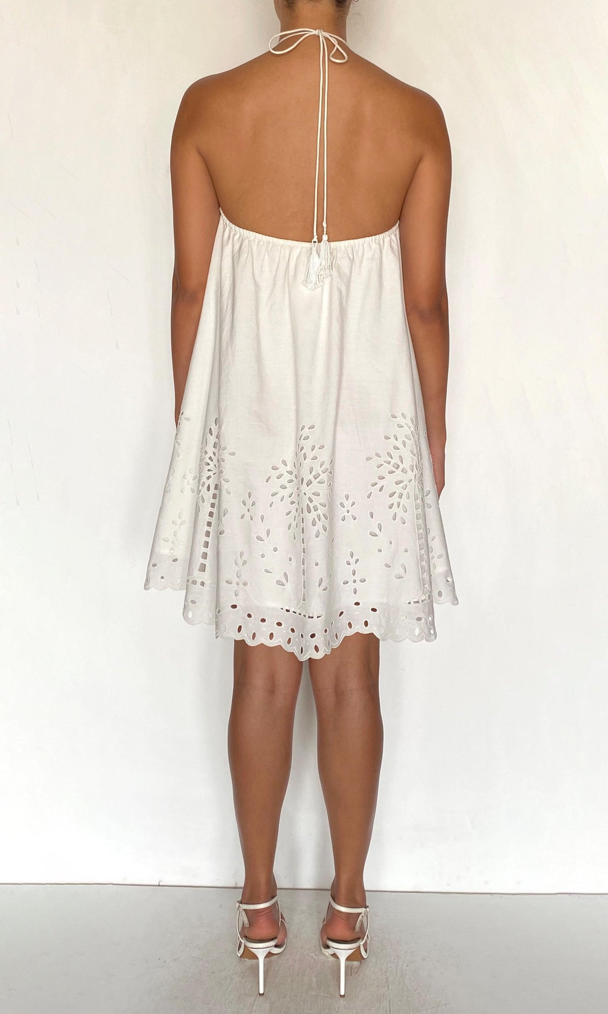 Womens | Bagh Cotton Halter Mini Dress | White