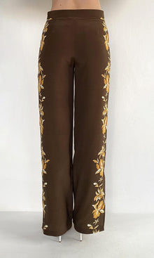 Womens | Bota Viscose Heavy Crepe Pants With Slit | Brown