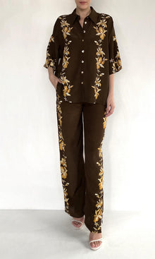 Womens | Bota Viscose Heavy Crepe Oversized Shirt | Brown