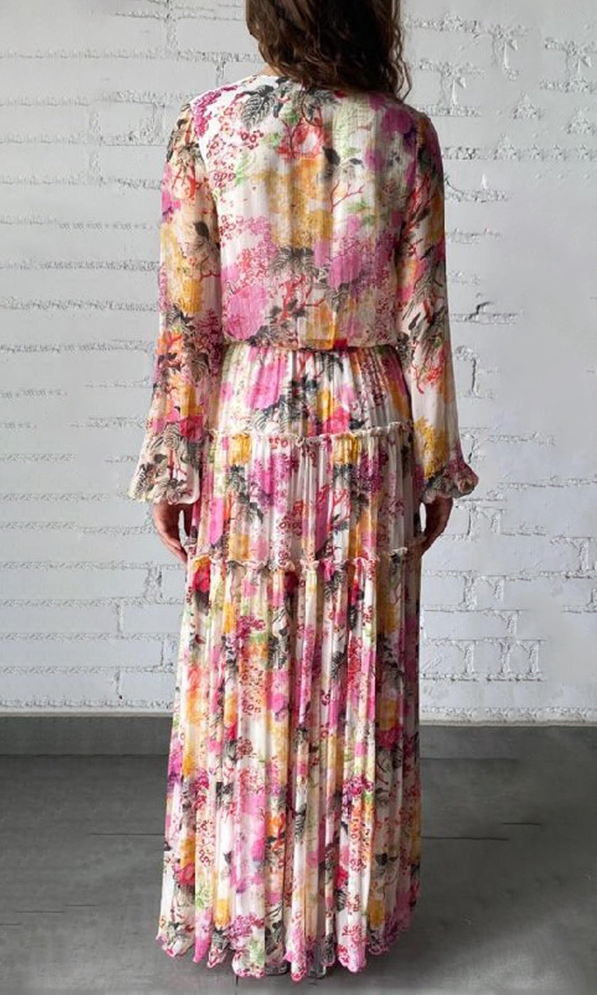 Womens | Charu Viscose Crinkle Chiffon Long Dress | Multicolor