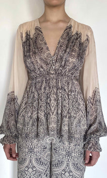Womens | Chavi Viscose Flat Chiffon Gathered Top | Eggshell