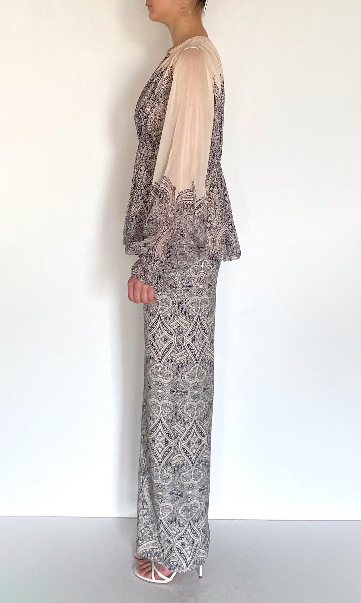 Womens | Chavi Viscose Flat Chiffon Gathered Top | Eggshell