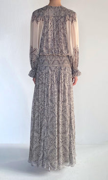 Womens | Chavi Viscose Flat Chiffon Smocked Detail Maxi Dress | Eggshell