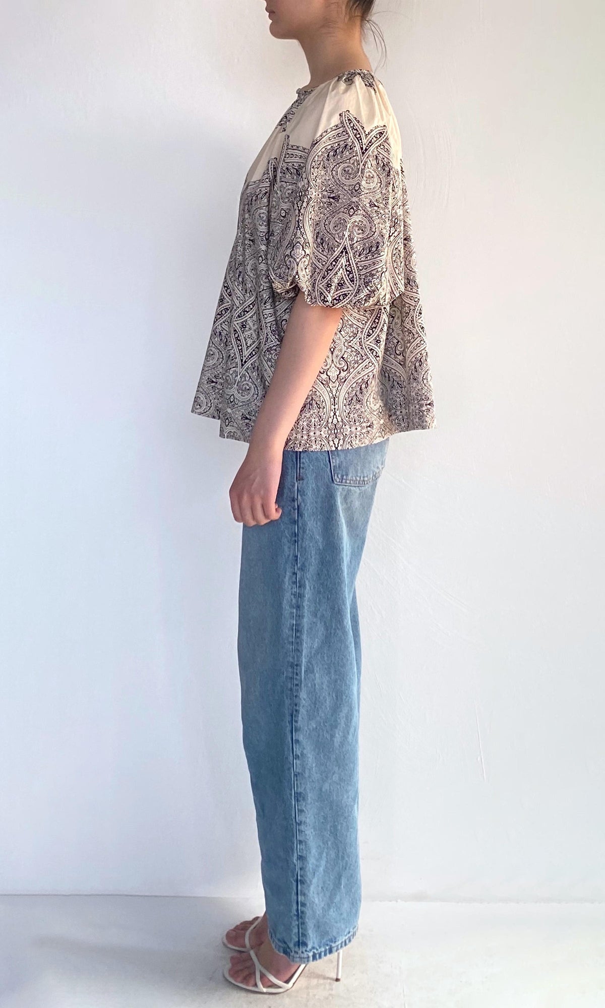 Womens | Chavi Cotton Poplin Raglan Sleeve Top | Eggshell