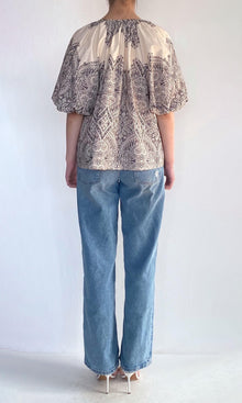 Womens | Chavi Cotton Poplin Raglan Sleeve Top | Eggshell