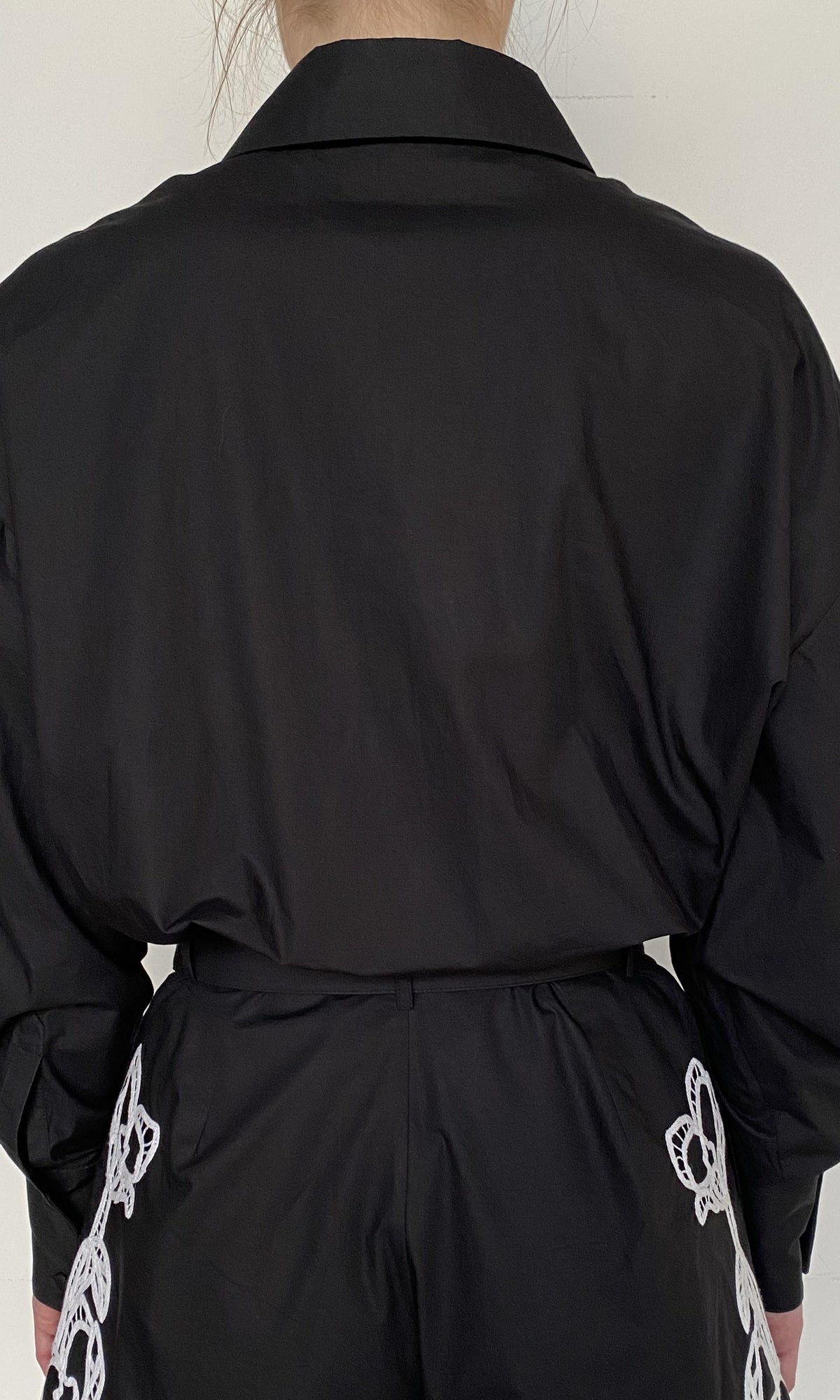 Womens | Daha Cotton Poplin Oversized Shirt | Black White