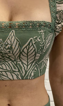Womens | Dara Viscose Organza Linen Crop Top | Green
