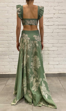 Womens | Dara Viscose Organza Linen Crop Top | Green