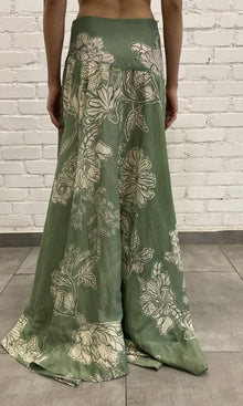 Womens | Dara Viscose Gorgette Jacquard Long Skirt | Green