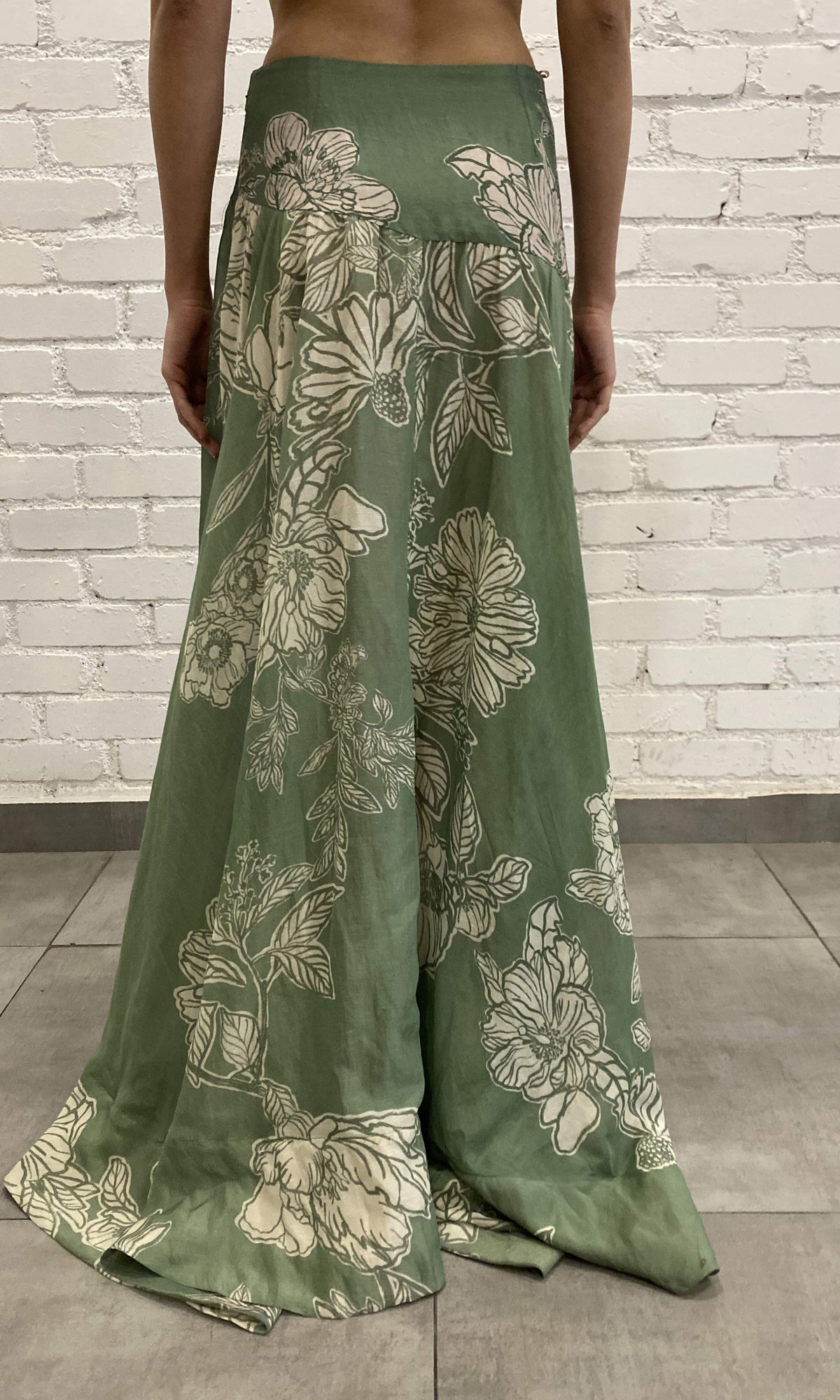 Womens | Dara Viscose Gorgette Jacquard Long Skirt | Green