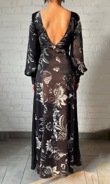 Womens | Dea Viscose Satin Long Dress | Black White