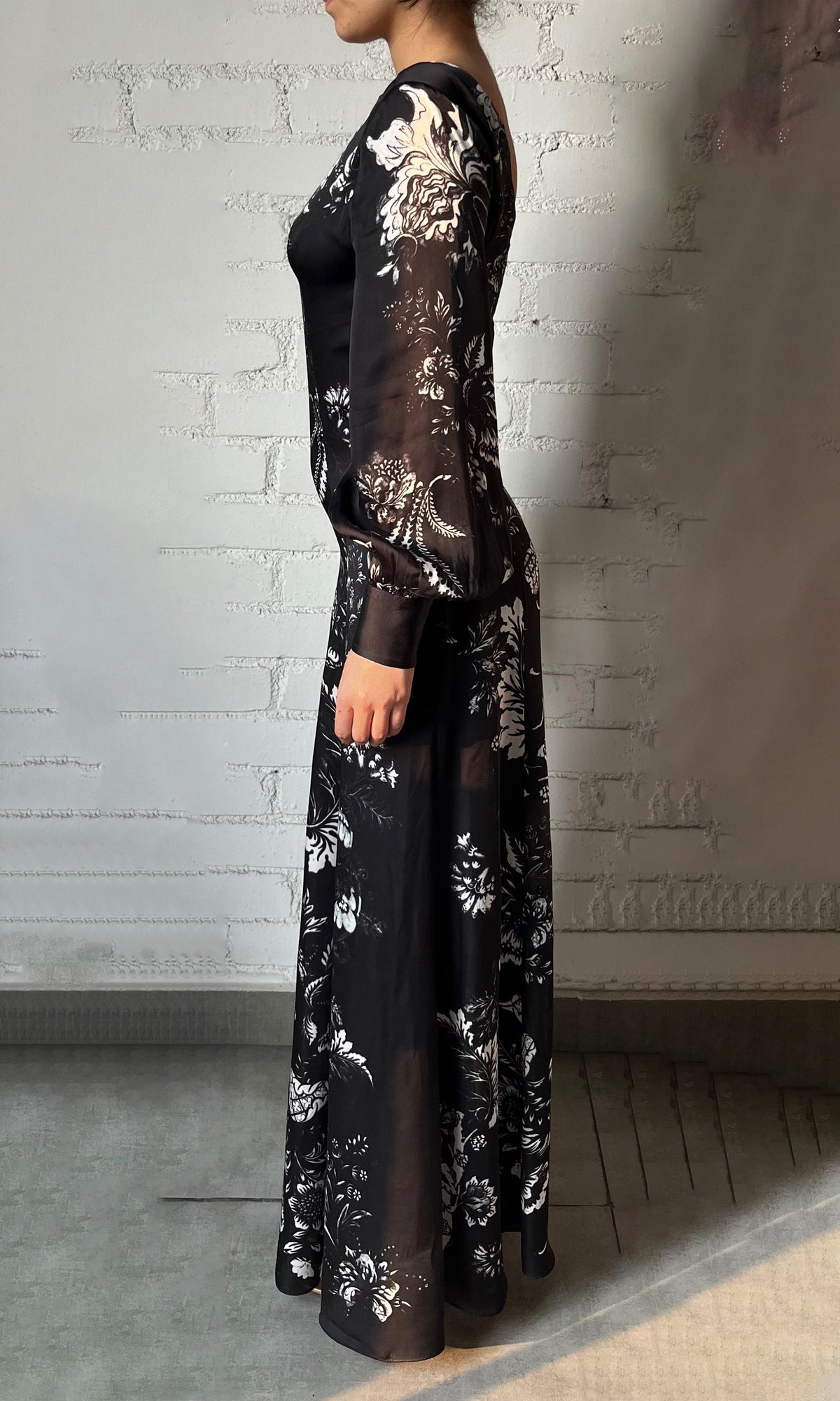 Womens | Dea Viscose Satin Long Dress | Black White