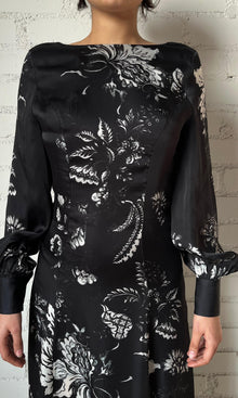 Womens | Dea Viscose Satin Long Dress | Black White