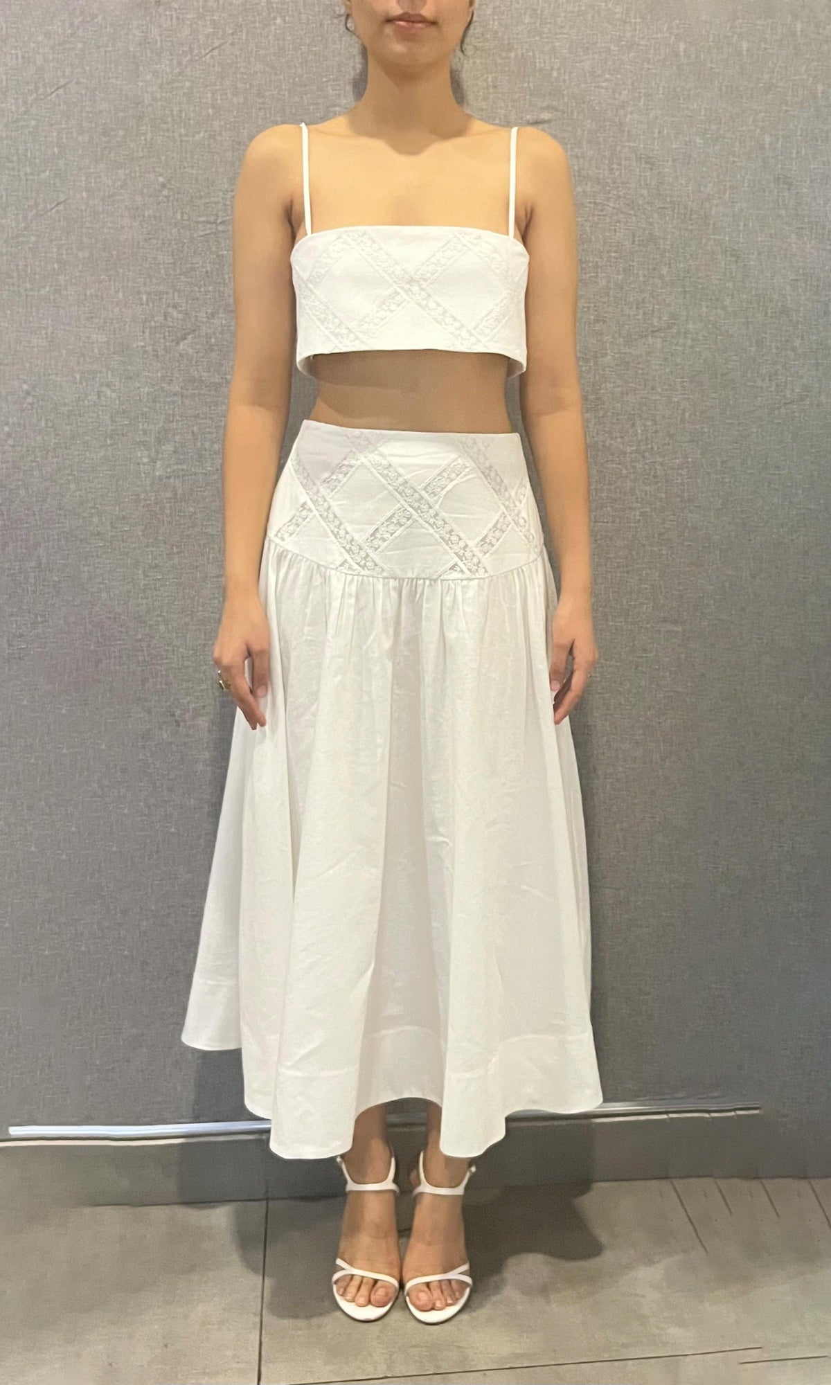 Womens | Dea Cotton Linen Midi Skirt | Ivory