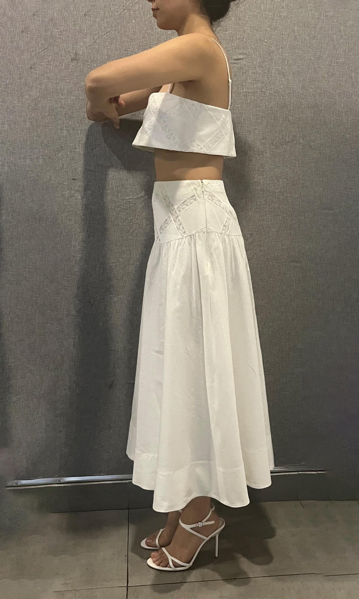 Womens | Dea Cotton Linen Midi Skirt | Ivory