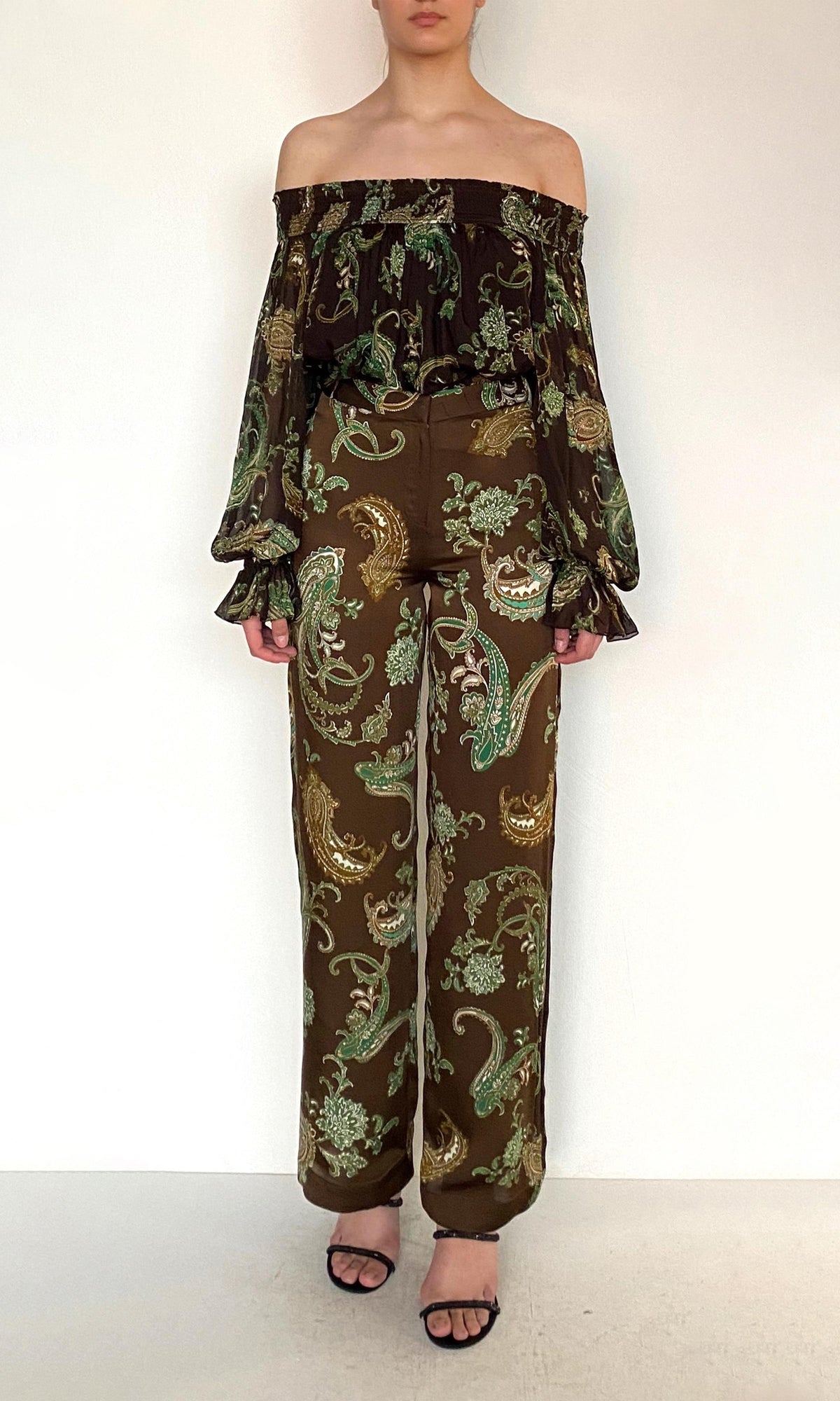 Womens | Dira Viscose Satin Straight Pants | Dark Brown