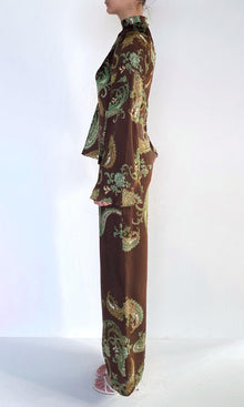Womens | Dira Viscose Satin Mock Neck Bias Top | Dark Brown
