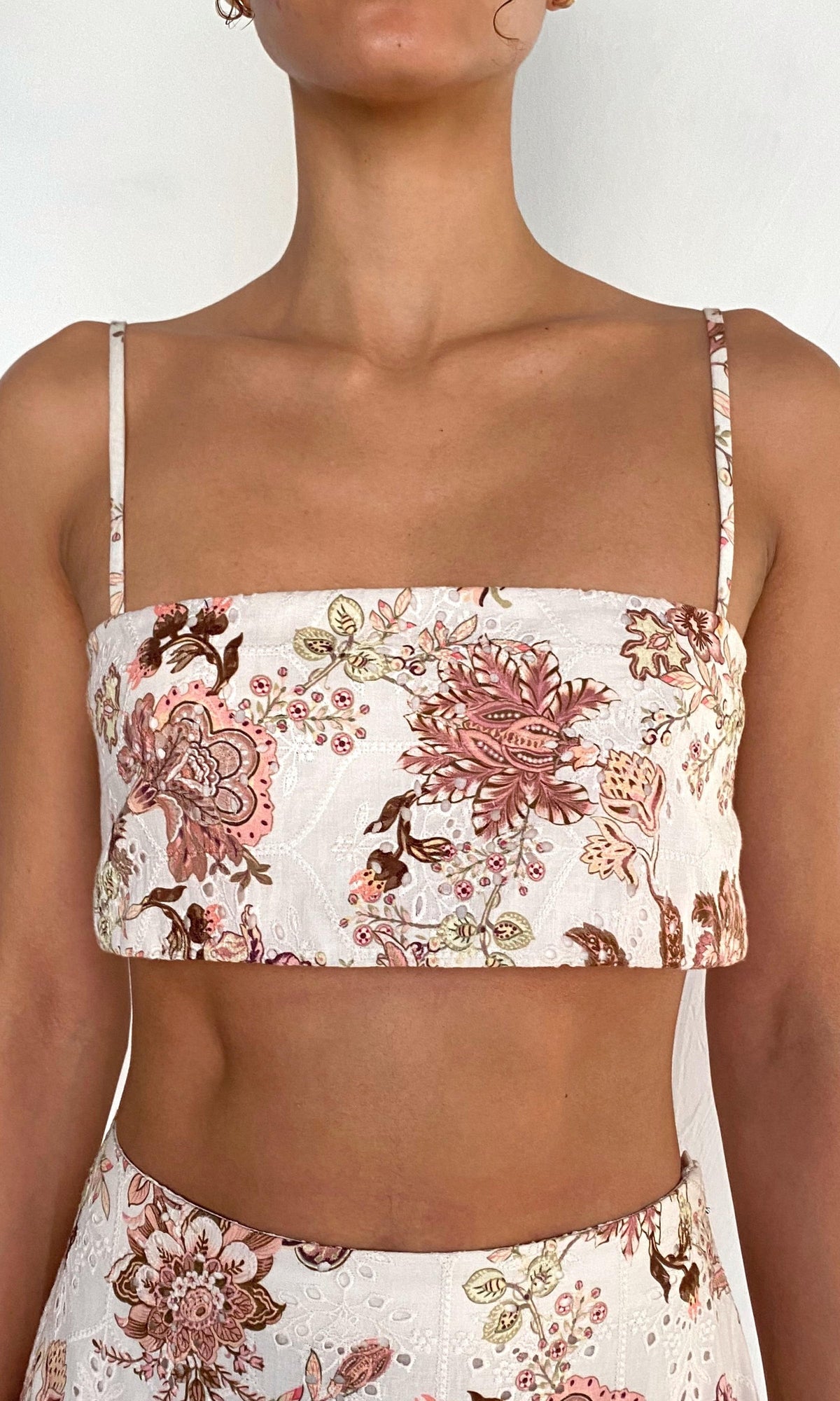 Womens | Diza Cotton Schiffli Bustier Top | White