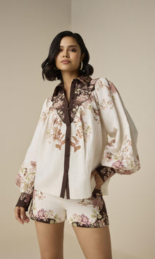 Womens | Diza Linen Cotton Yoke Shirt | White