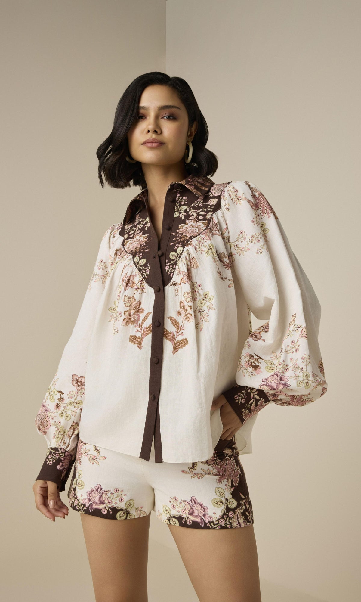 Womens | Diza Linen Cotton Yoke Shirt | White