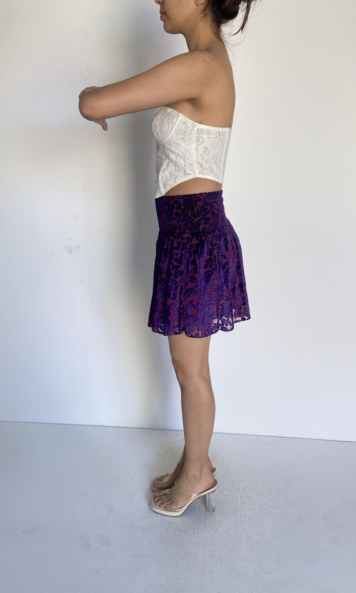 Womens | Fiona Nylon Floral Net Top | White