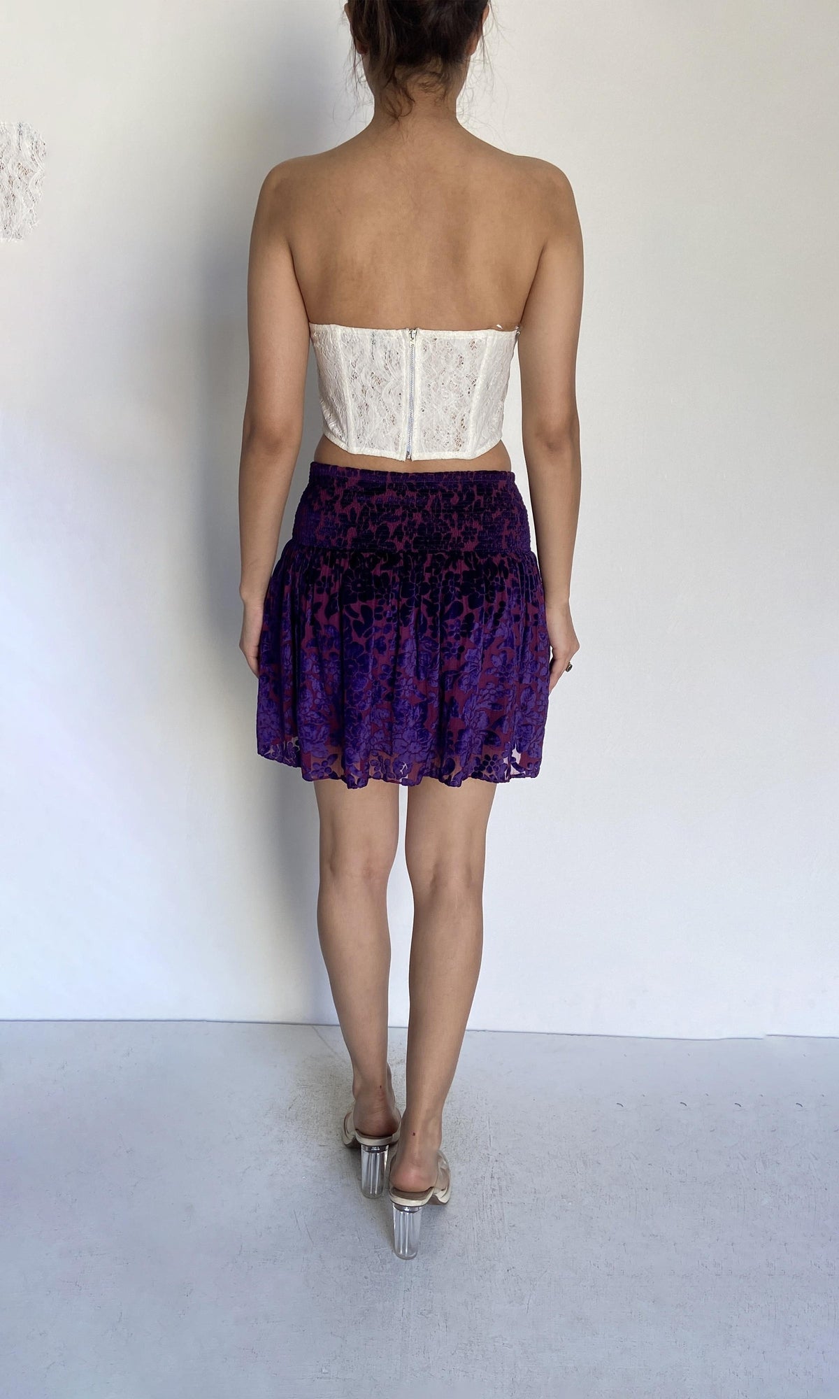Womens | Fiona Nylon Floral Net Top | White