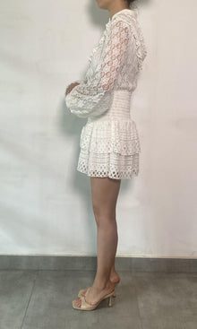 Womens | Fiona Cotton Net Short Dress | White