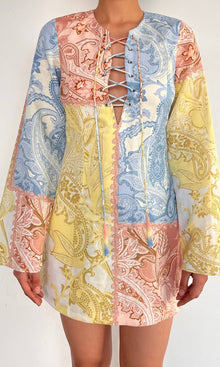 Womens | Fiza Linen Cotton Patch Mini Dress | Multi
