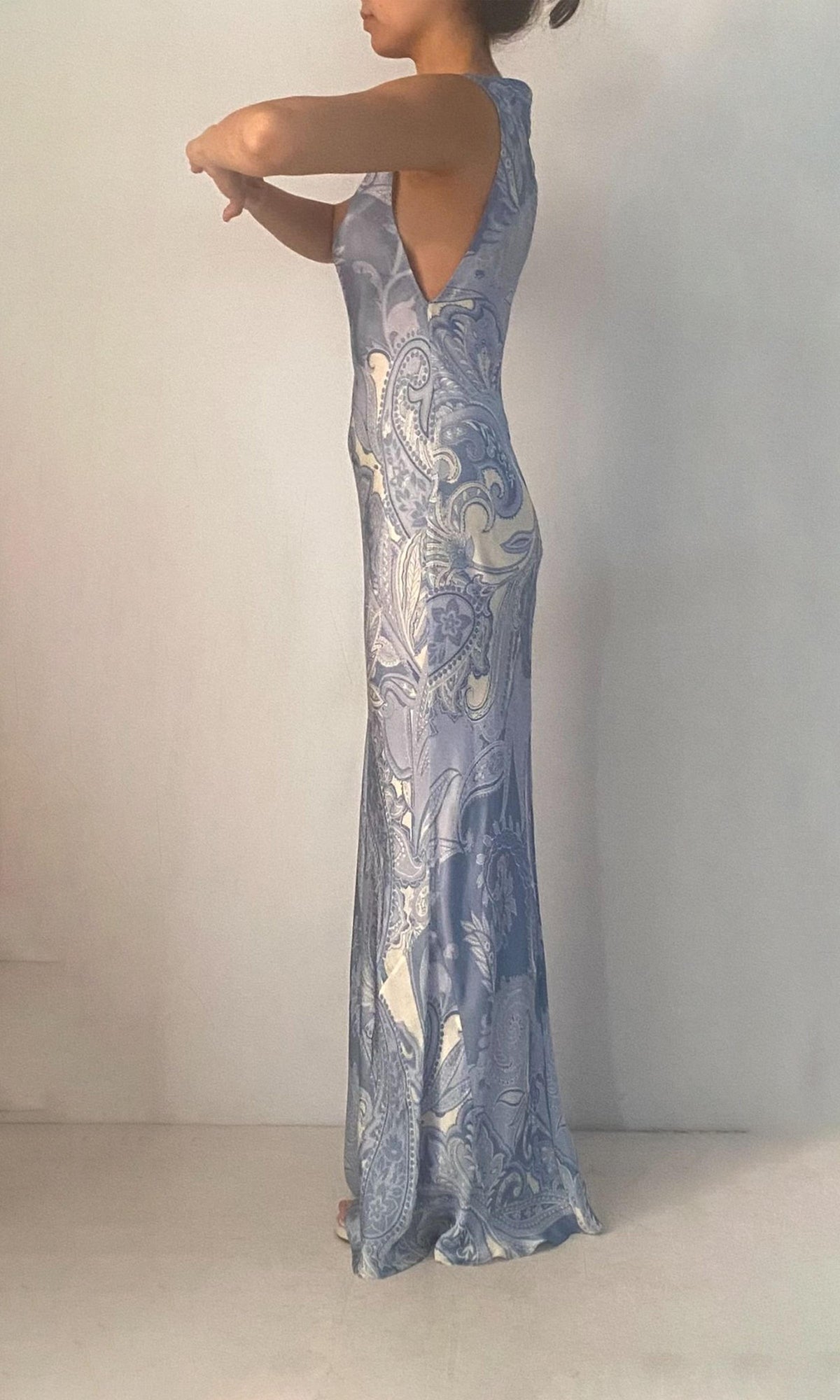 Womens | Fiza Viscose Satin Long Dress |SP25 | Powder Blue